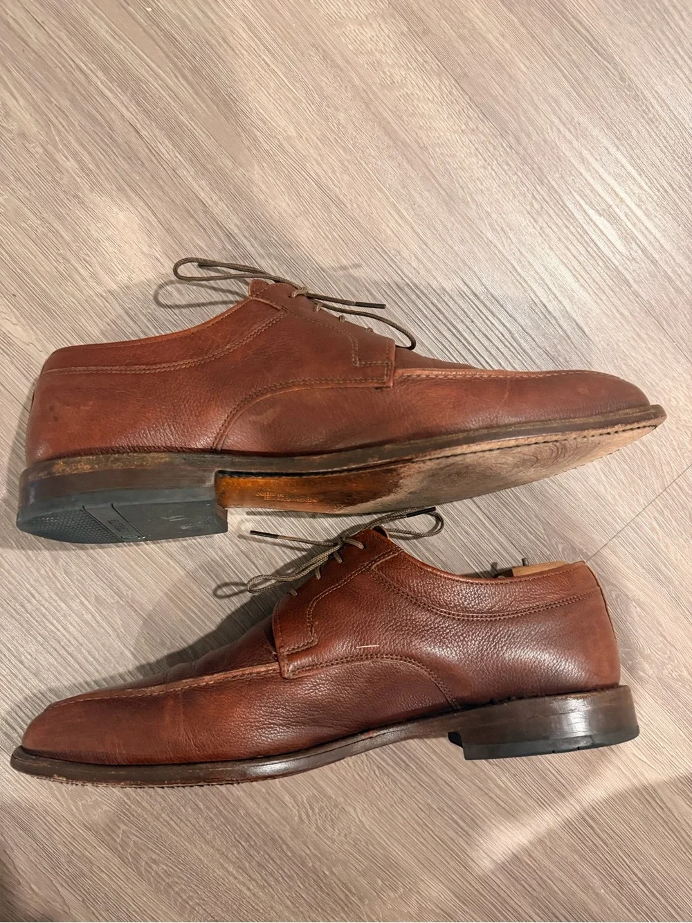 Allen Edmonds Jackson Mens 10.5D Oxford Shoes Brown Pebbled Leather Excellent